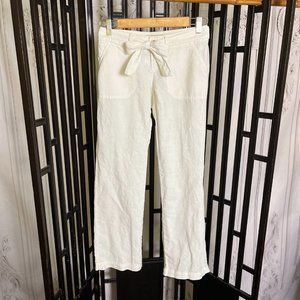 Banana Republic Martin Fit White Bow Belt Linen Pants - Size 0 Petite